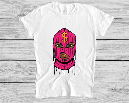 PINK CHIC SKI MASK T-SHIRT